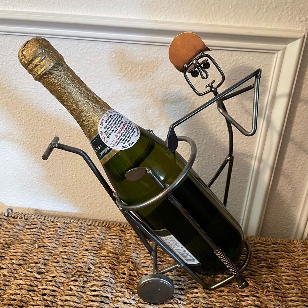 Vintage Golfer Caddy Metal Copper Sculpture Art Wine Holder